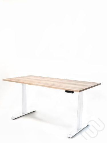 InspiDesk Expert Állítható Magasságú Asztal – Akác 118x80 cm lap - Fehér láb