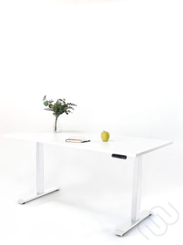 InspiDesk Expert Állítható Magasságú Asztal – Fehér 118x80 cm lap, Fehér láb