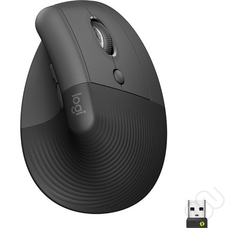 Logitech Lift vertikális ergonomikus vezeték nélküli optikai egér, grafitszürke
